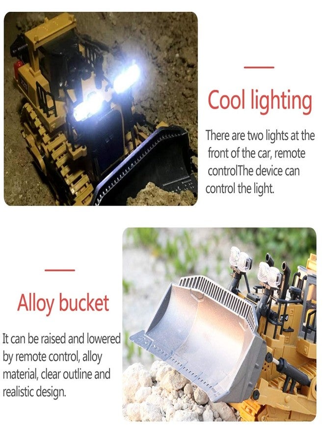 JOYJAY 1:24 9ch Alloy Metal Rc Loader - Bulldozer Car Toys with 2.4ghz Remote Control Bulldozer with Working Headlights Lights & Sound for Kids - Image 5